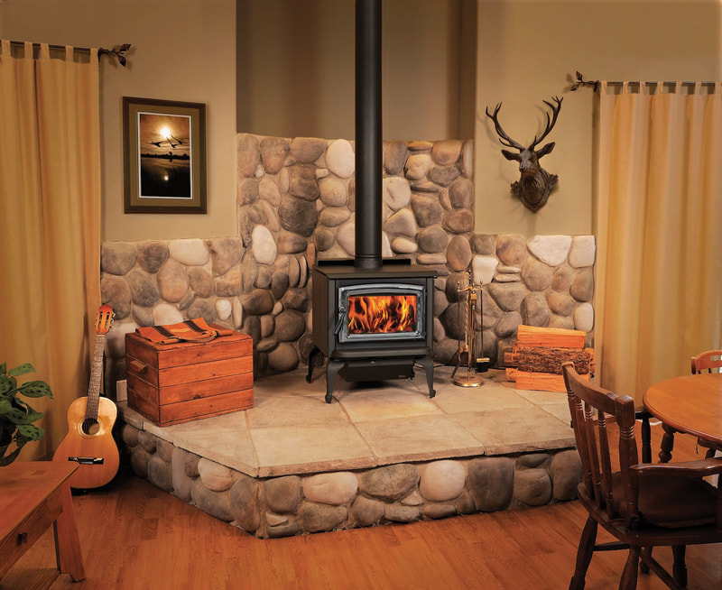 Super 27 LE Wood Stove with black chrome door